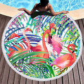 Lofaris Vibrant Abstract Elephant Design Round Beach Towel